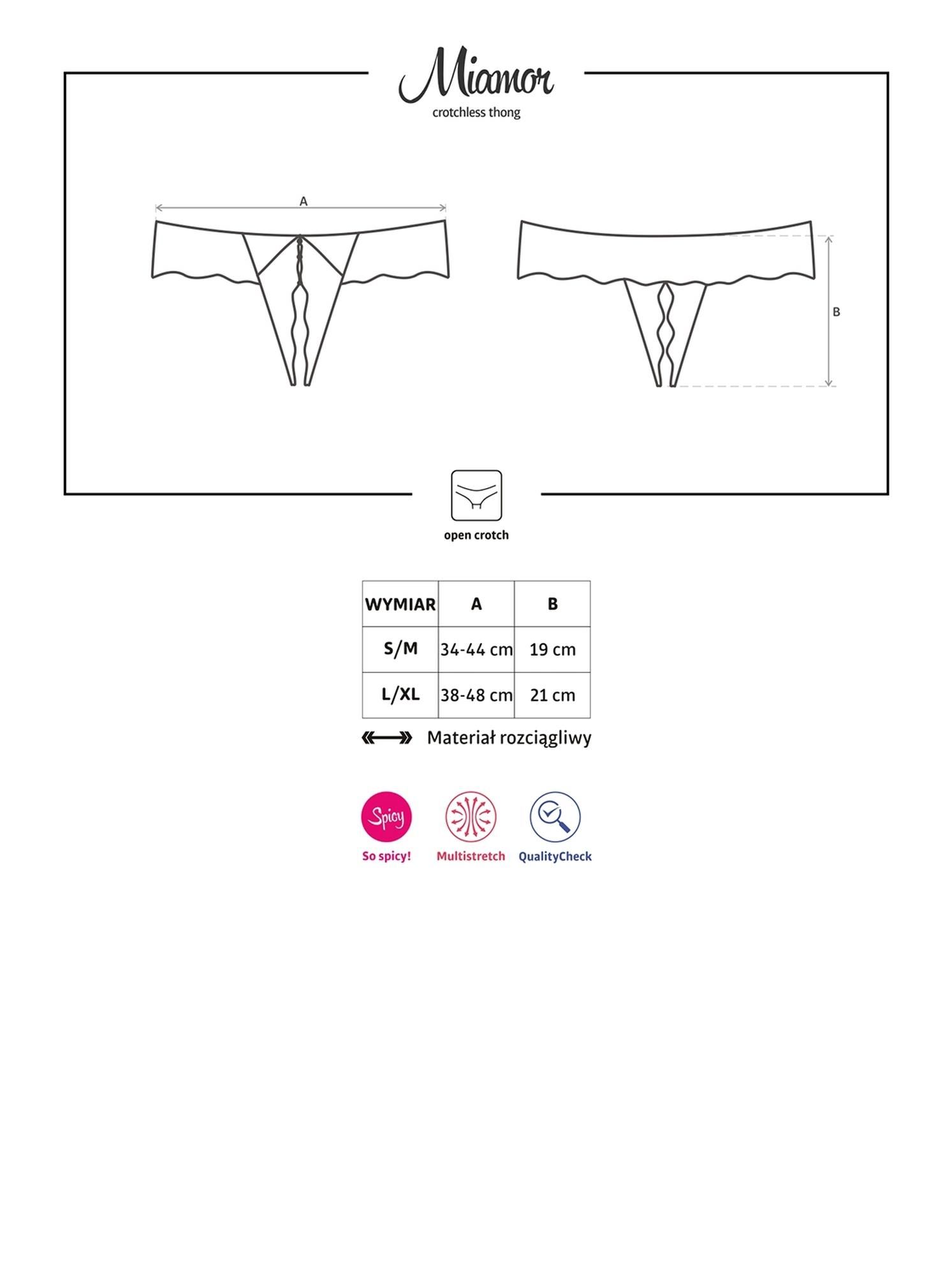 Сексуальные стринги Obsessive Miamor Crotchless, XXL (чёрный)
