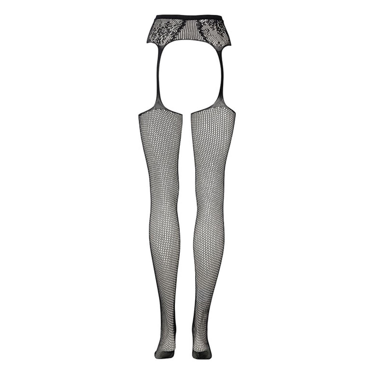 Панчохи з поясом Le Désir Fishnet and Lace Garterbelt, S-XL (чорні)