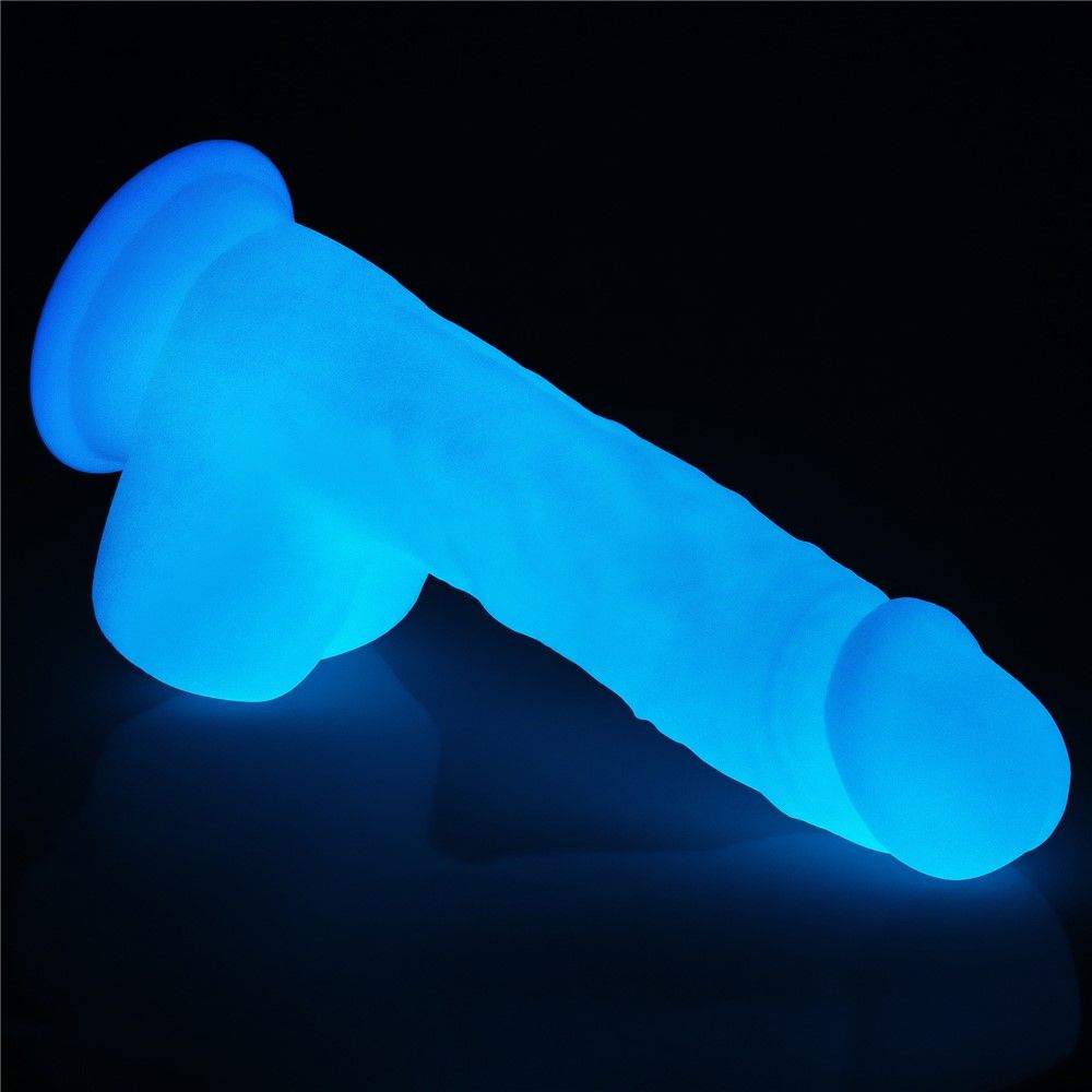 Неоновый фаллоимитатор LoveToy Lumino Play, 20,9 см (голубой)