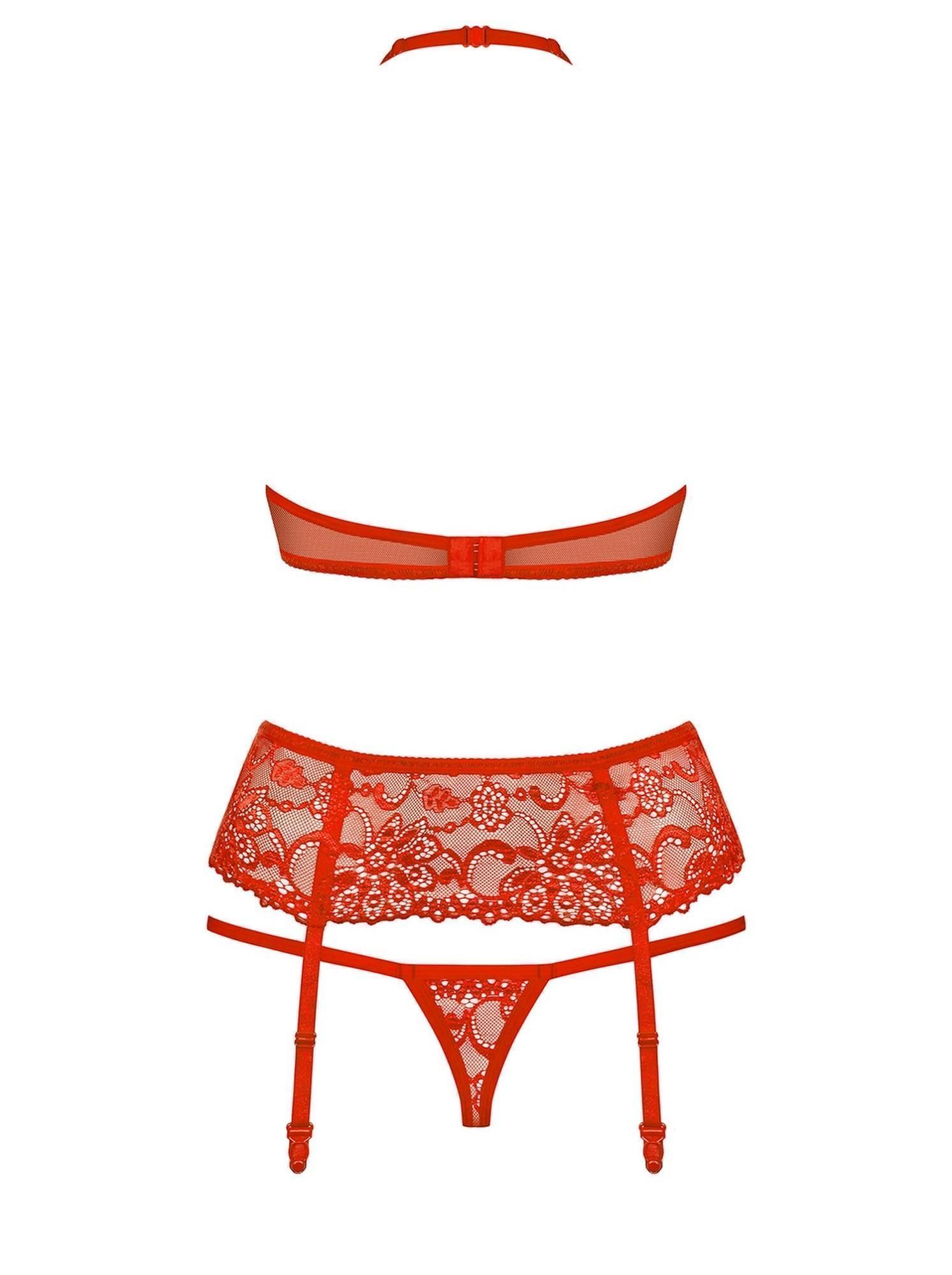 Кружевной комплект Obsessive 838-SEG 3, S/M (красный)