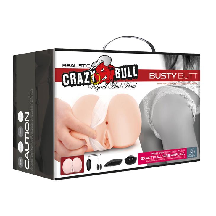 Мастурбатор с вибрацией Crazy Bull Vagina And Anal Busty Butt (телесный)