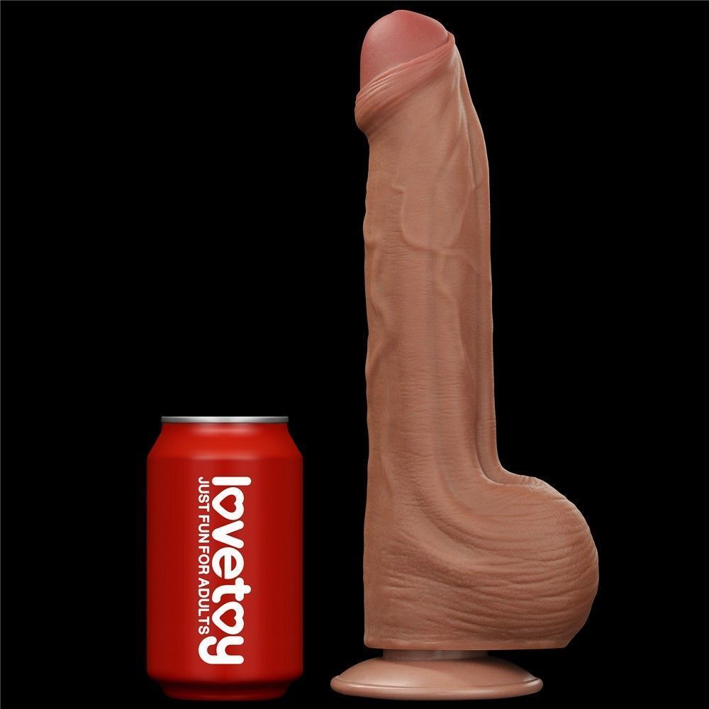 Dildo LoveToy Sliding-Skin Dual Layer Dong, 29 cm (brązowy)