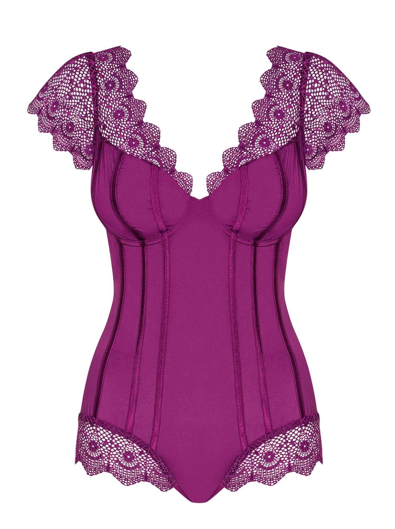 Боди Obsessive Moketta, S/M (фиолетовый)