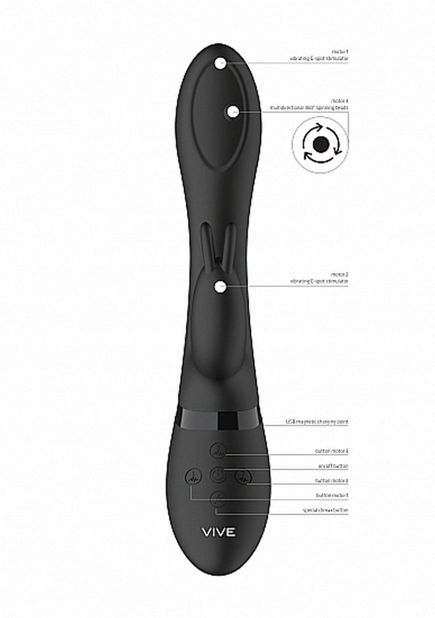Вибратор-кролик Vive Mira, 21.5 см (черный)