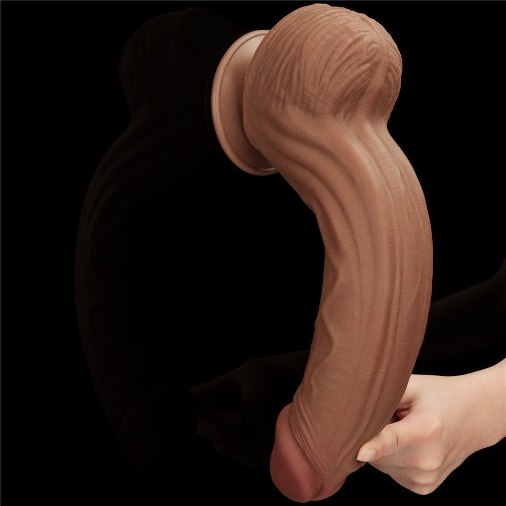 Dildo LoveToy Sliding-Skin Dual Layer Dong King Sized, 31 cm (brązowy)