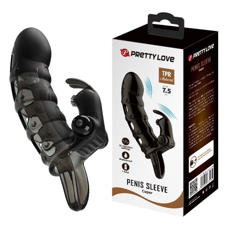 Насадка на пенис Pretty Love Penis Sleeve Cuper, 19.2 см (черный)