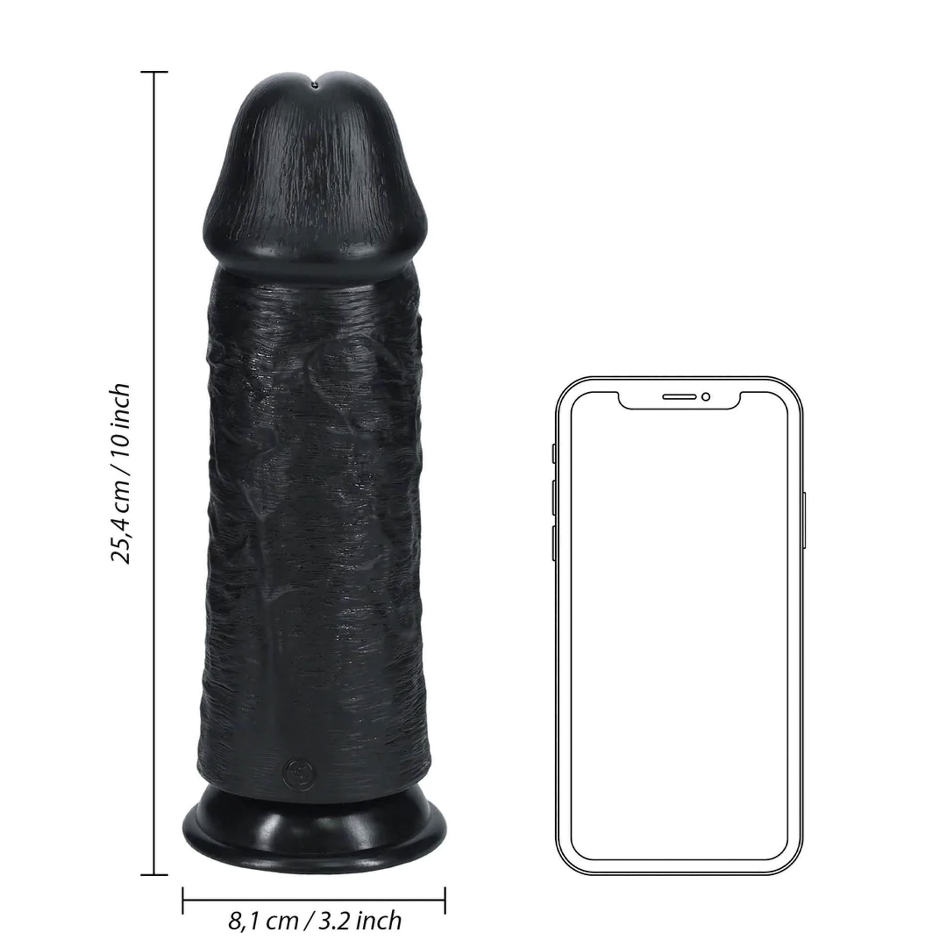 Dildo RealRock Extra Thick, 25.4 cm (czarny)