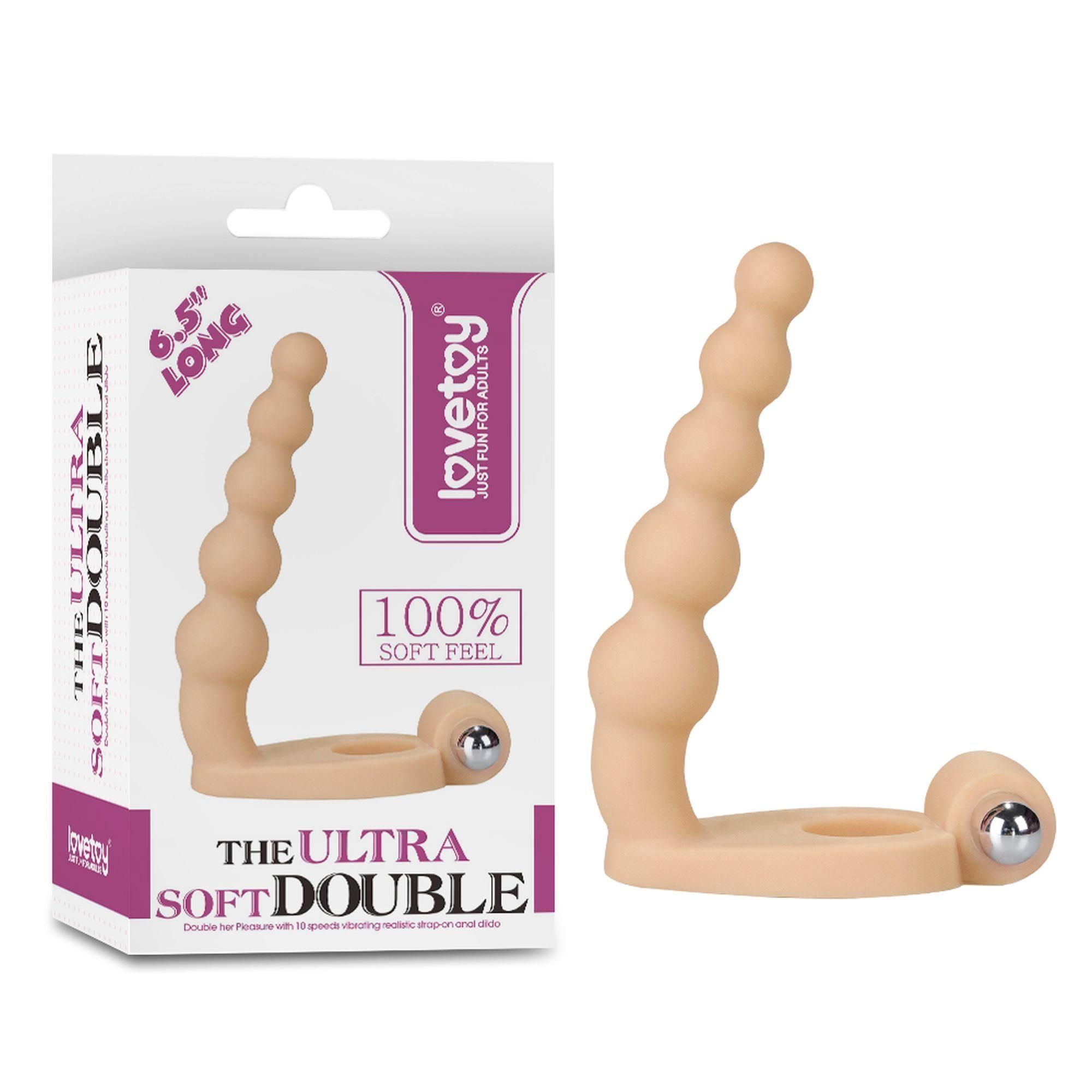 Korek analny z pierścieniem erekcyjnym The Ultra Soft Double, 16,5 cm (cielisty)