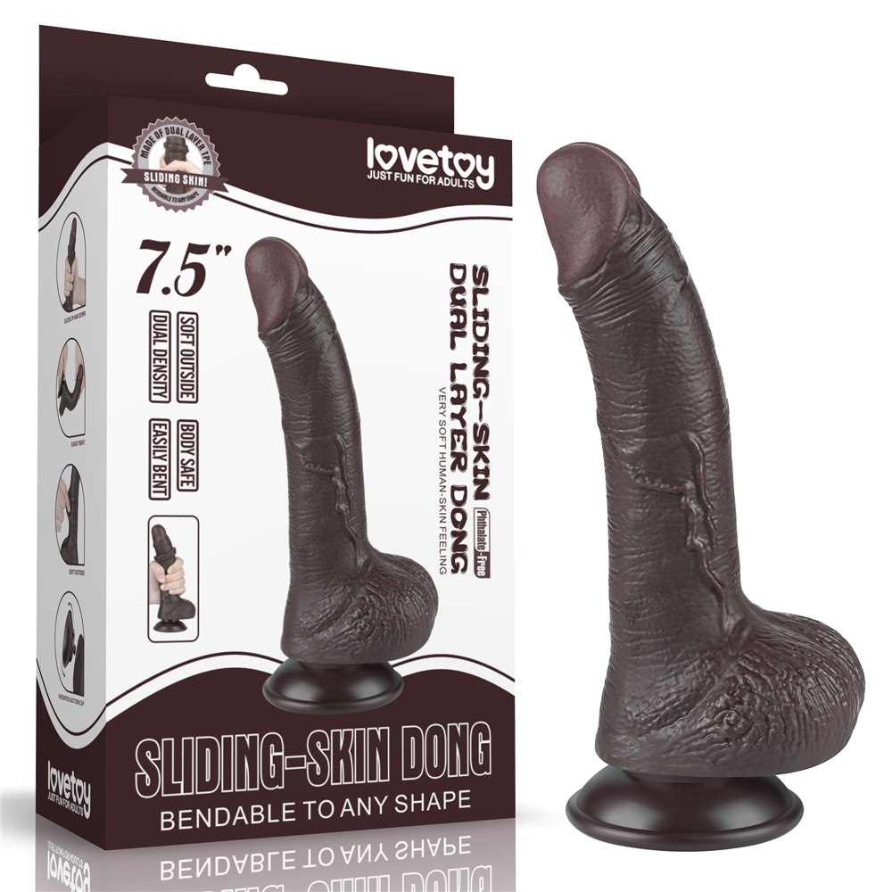 Фаллоимитатор Sliding-Skin Dual Layer Dong 7.5'', 19.5 см (черный)