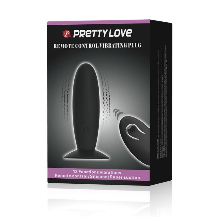 Анальна пробка Pretty Love Remote Control Vibrating, 11 см (чорний)