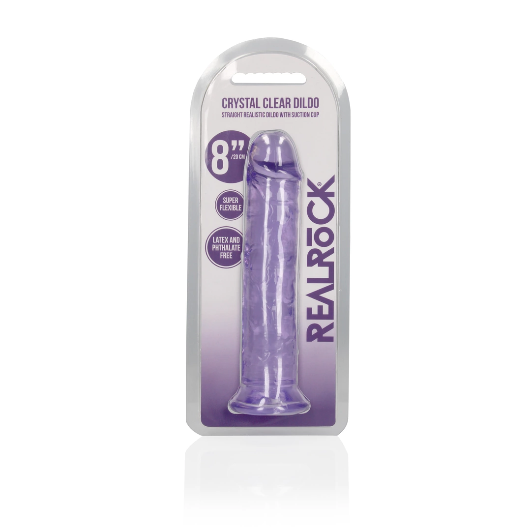 Фаллоимитатор RealRock Crystal Clear 8'', 22 см (фиолетовый)