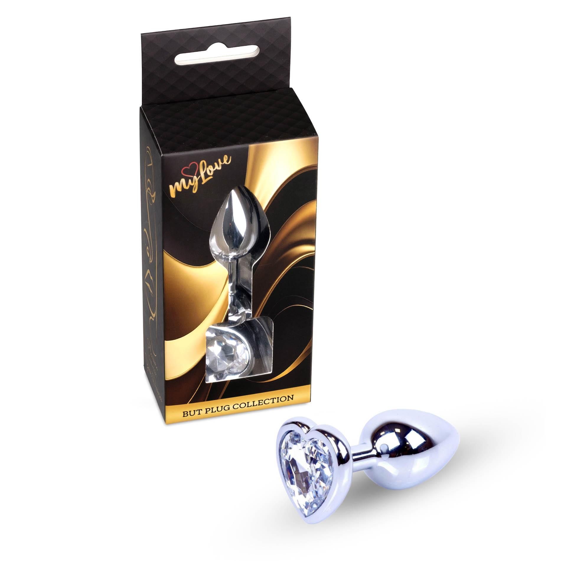 Korek analny MyLove Toys Jewellery Silver Heart Plug, 7 cm (przezroczysty)
