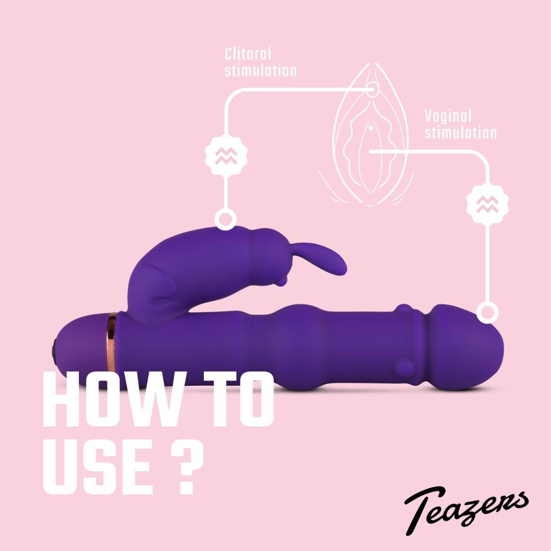 Вибратор-кролик Teazers Silicone Rabbit, 19 см (фиолетовый)