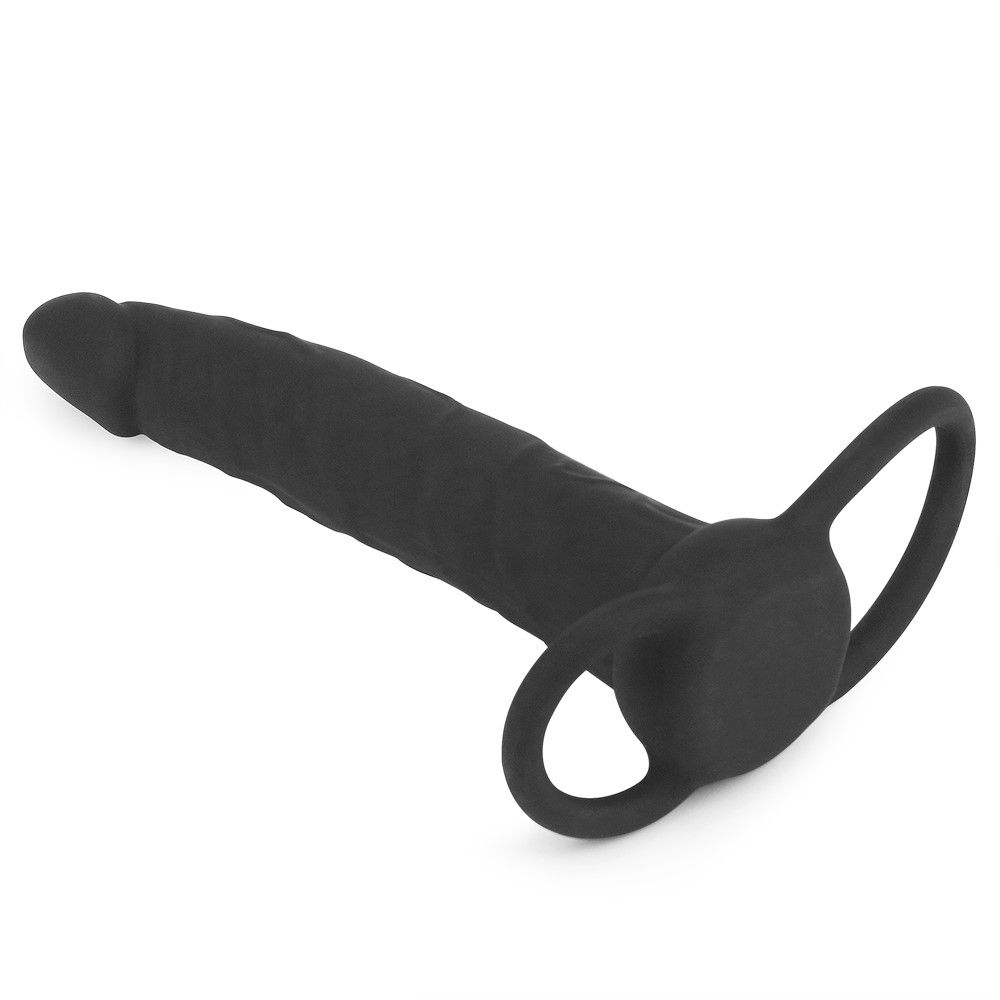 Lovetoy Silicone Fantasy Double Prober - Pierścień erekcyjny, Czarny, 15 cm