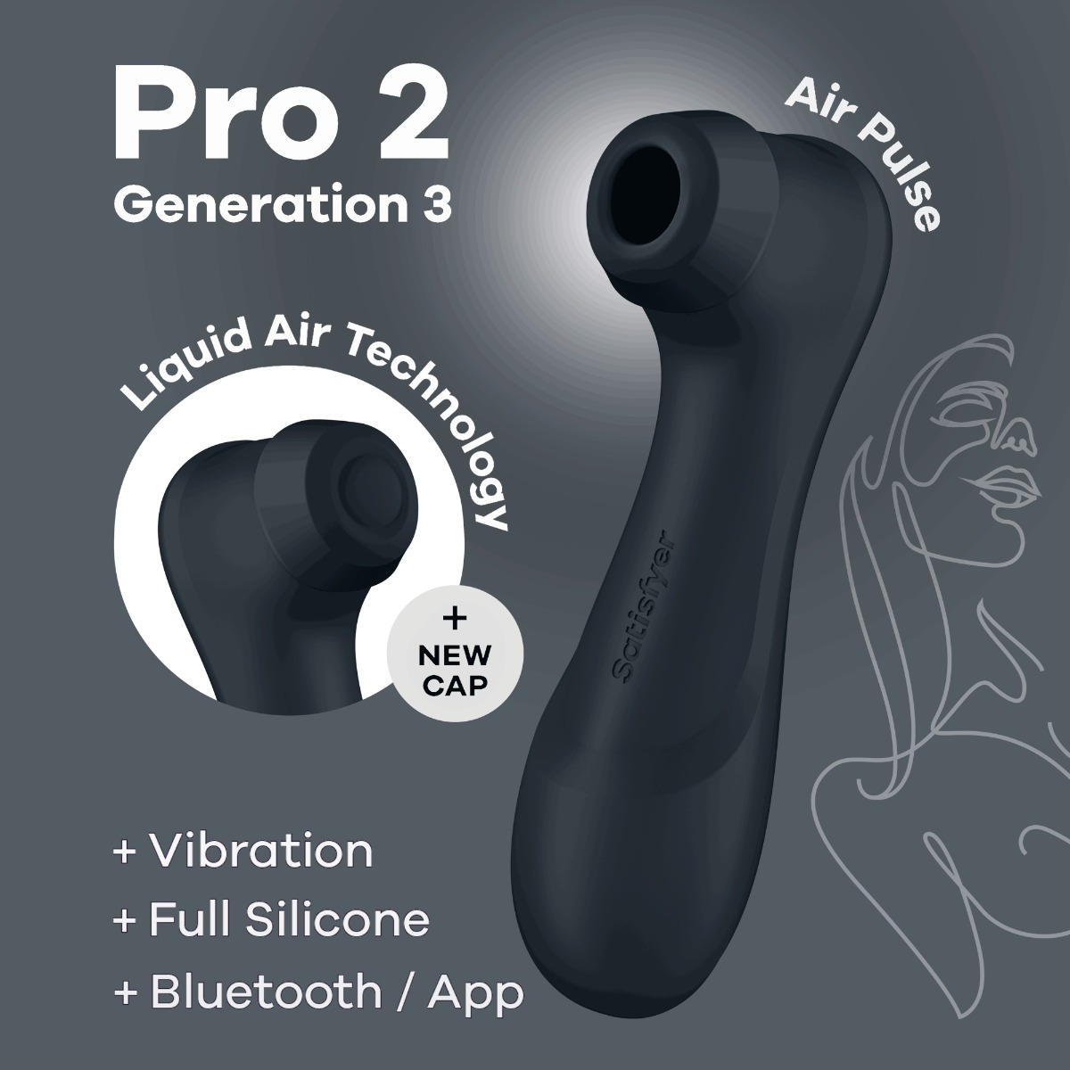 Вакуумный стимулятор клитора с вибрацией Satisfyer Pro 2 Generation 3 Connect App (черный)