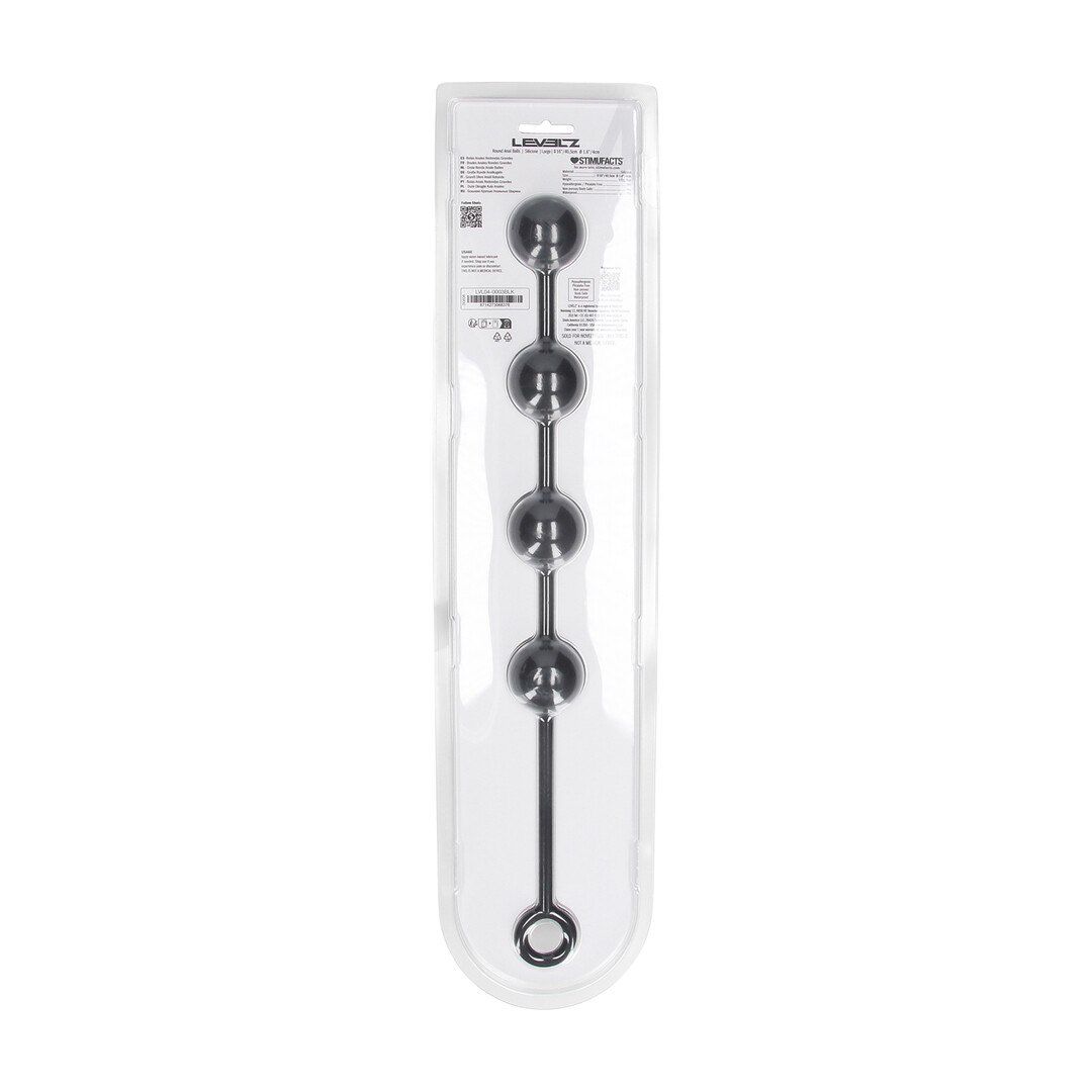 Анальная цепочка Levelz Round Silicone Anal Balls, 40.5 см (черный)