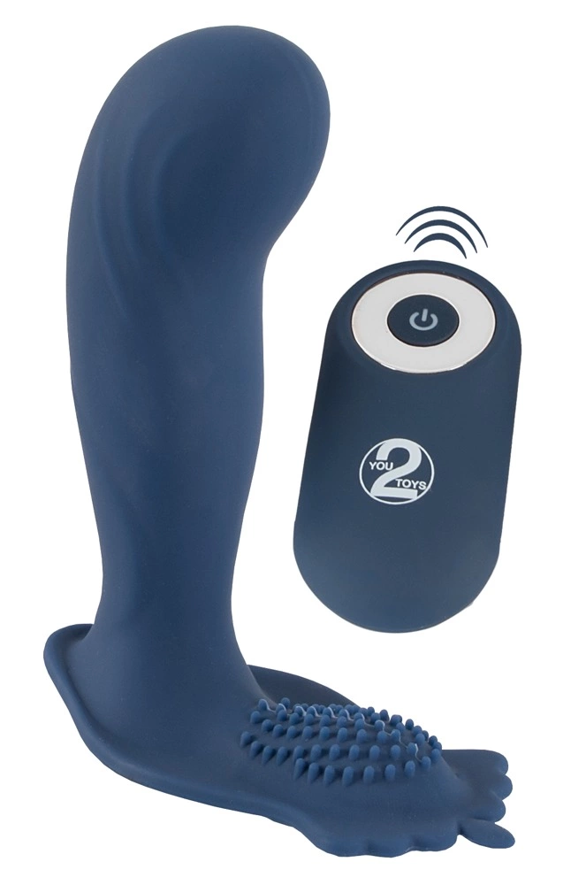 Стимулятор простаты You2Toys Vibrating Butt Plug With Nubs, 11.7 см (синий)