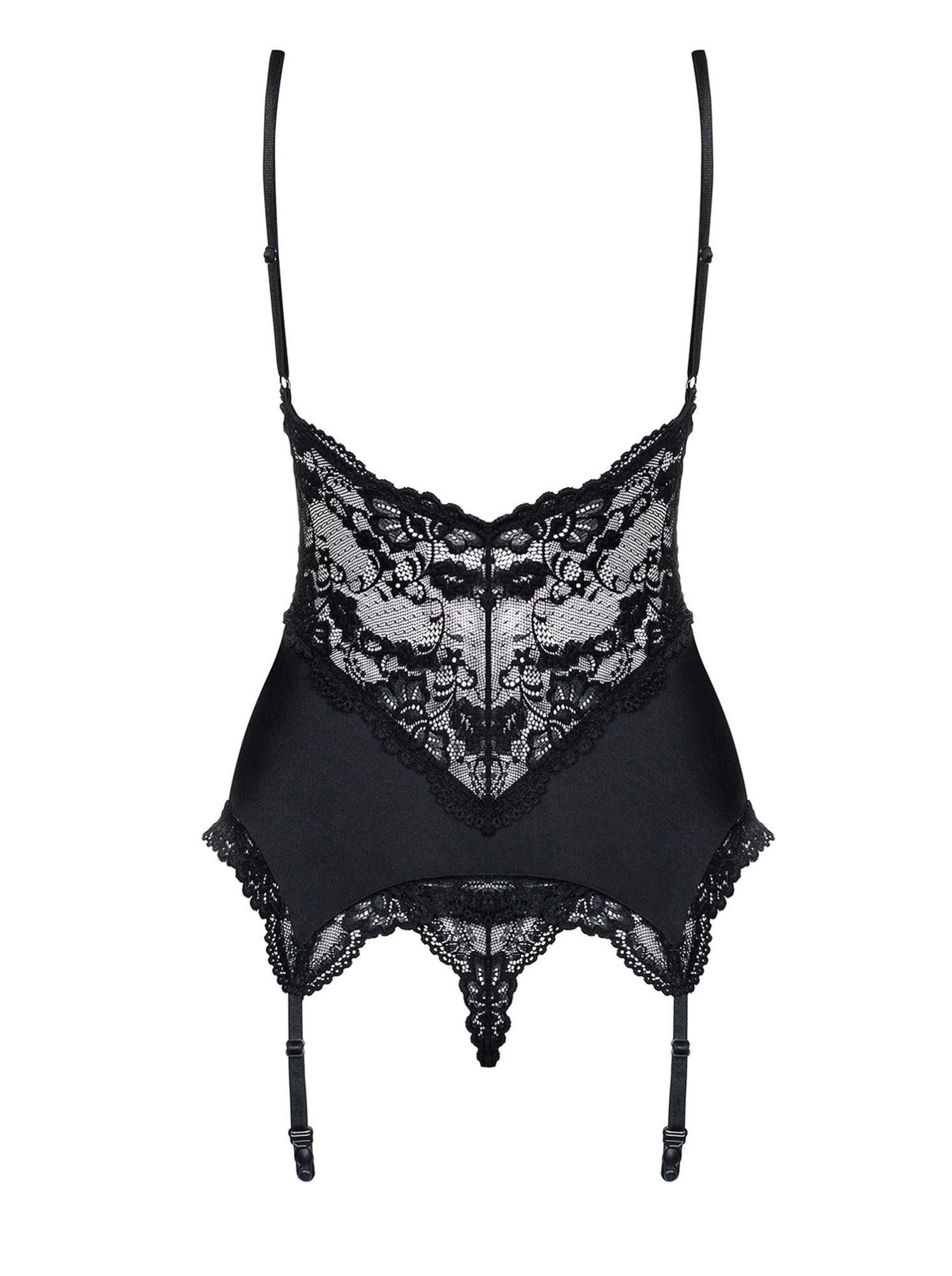 Эротический корсет с подвязками Obsessive 810-COR-1, L/XL (чёрный)