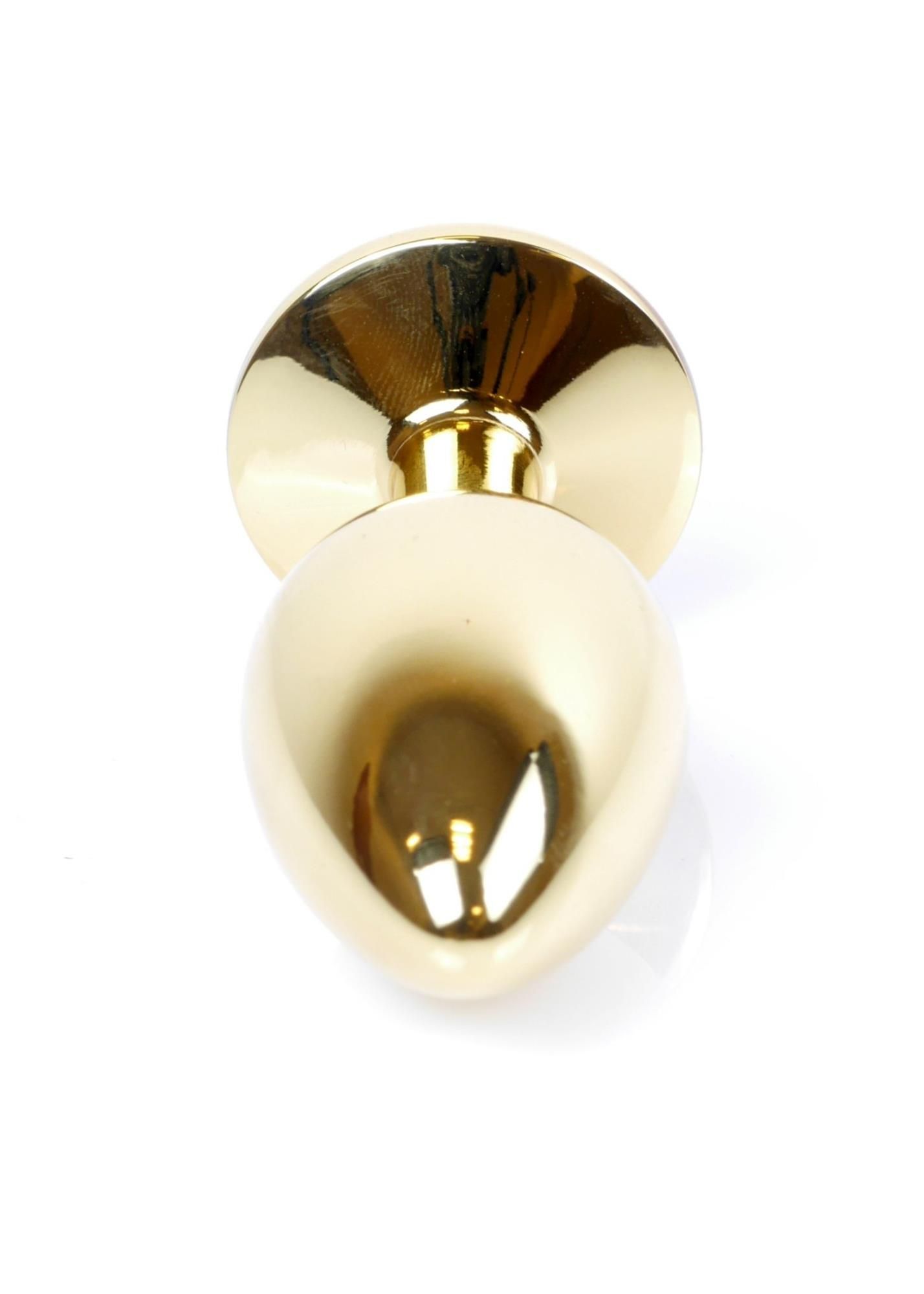 Металева анальна пробка з кристалом Boss Jewellery Gold Plug, 7 см (прозорий)