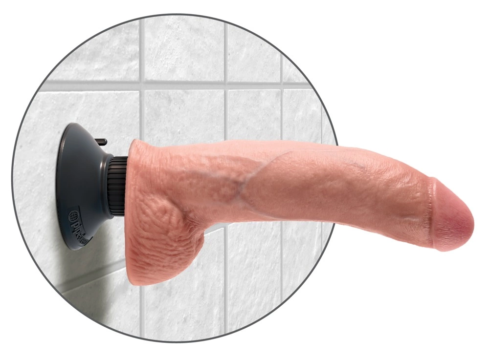 Вибратор King Cock Vibrating Cock With Balls, 23 см (телесный)