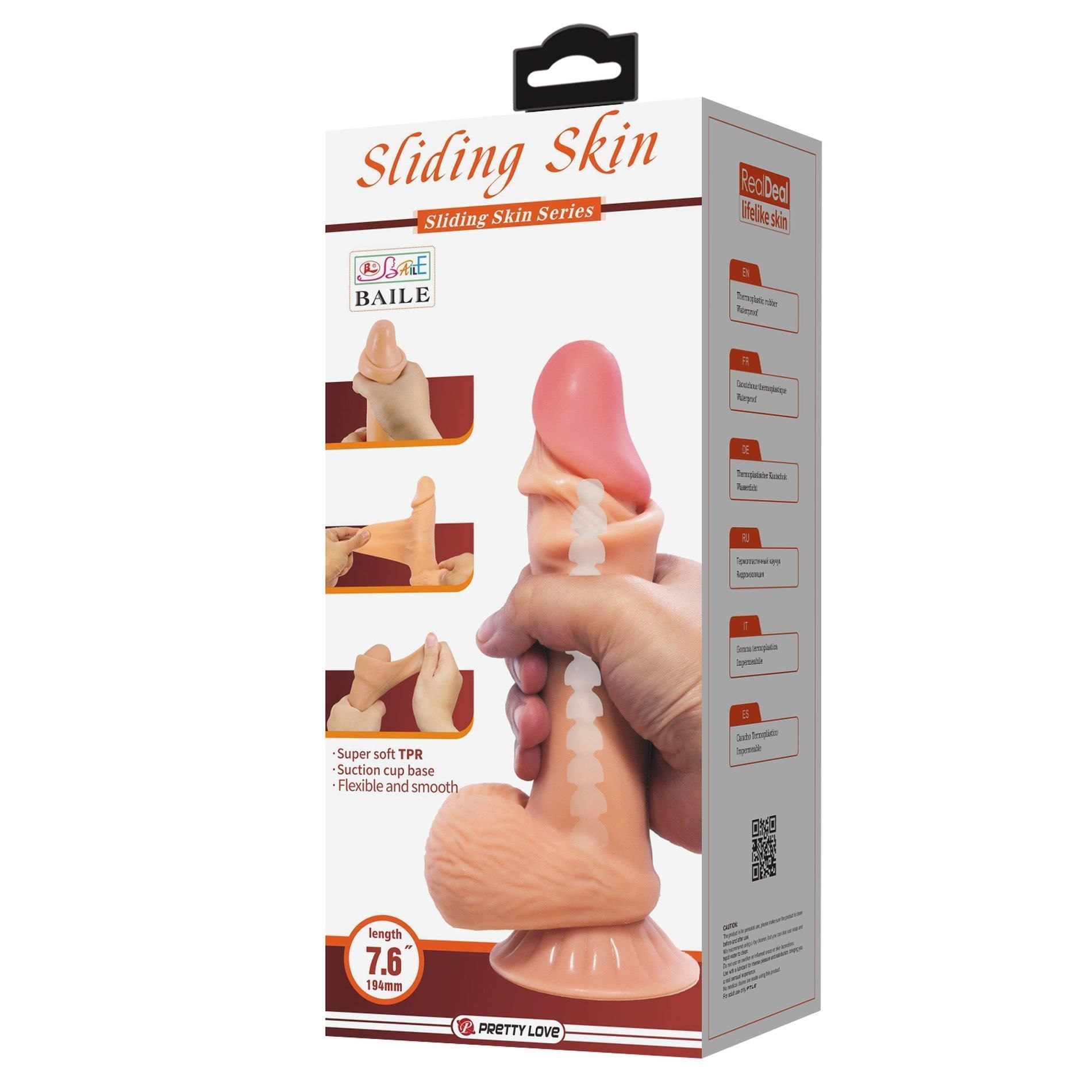 Фаллоимитатор Baile Sliding Skin Bendable 7.6'', 19.4 см (телесный)
