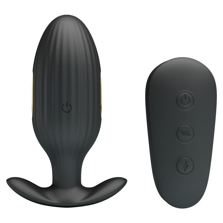Анальна пробка Pretty Love Electric Shock Massager, 9,2 см (чорний)