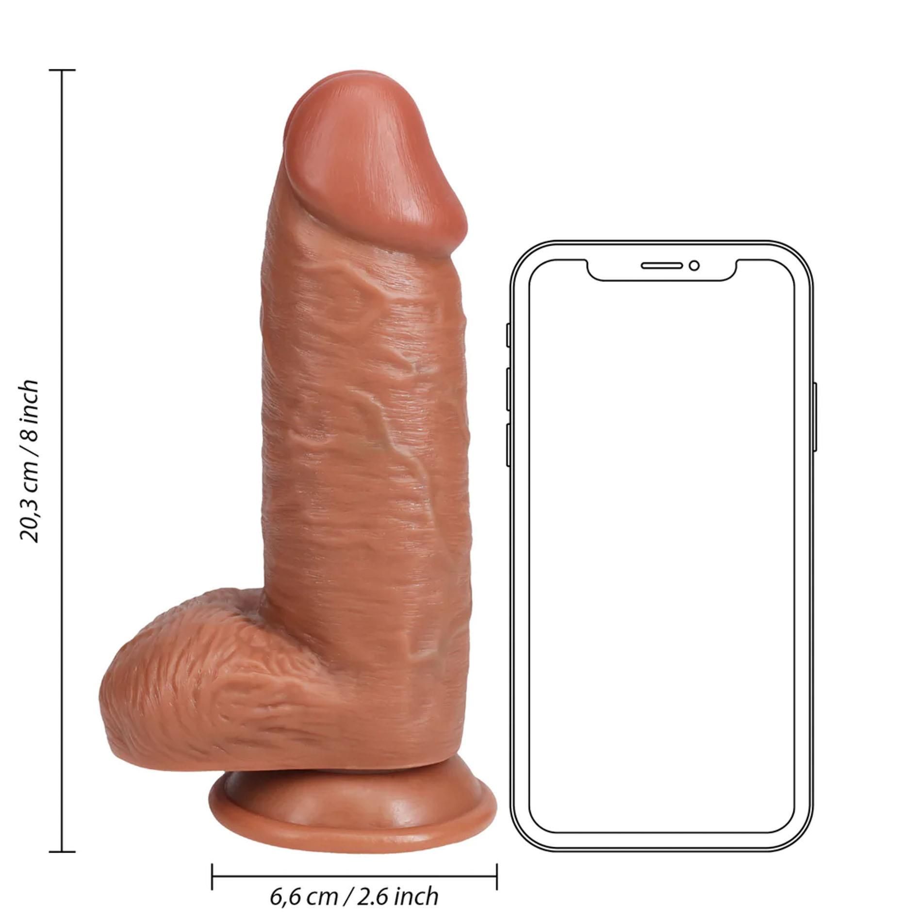 Фаллоимитатор RealRock Extra Thick, 20.3 см (коричневый)