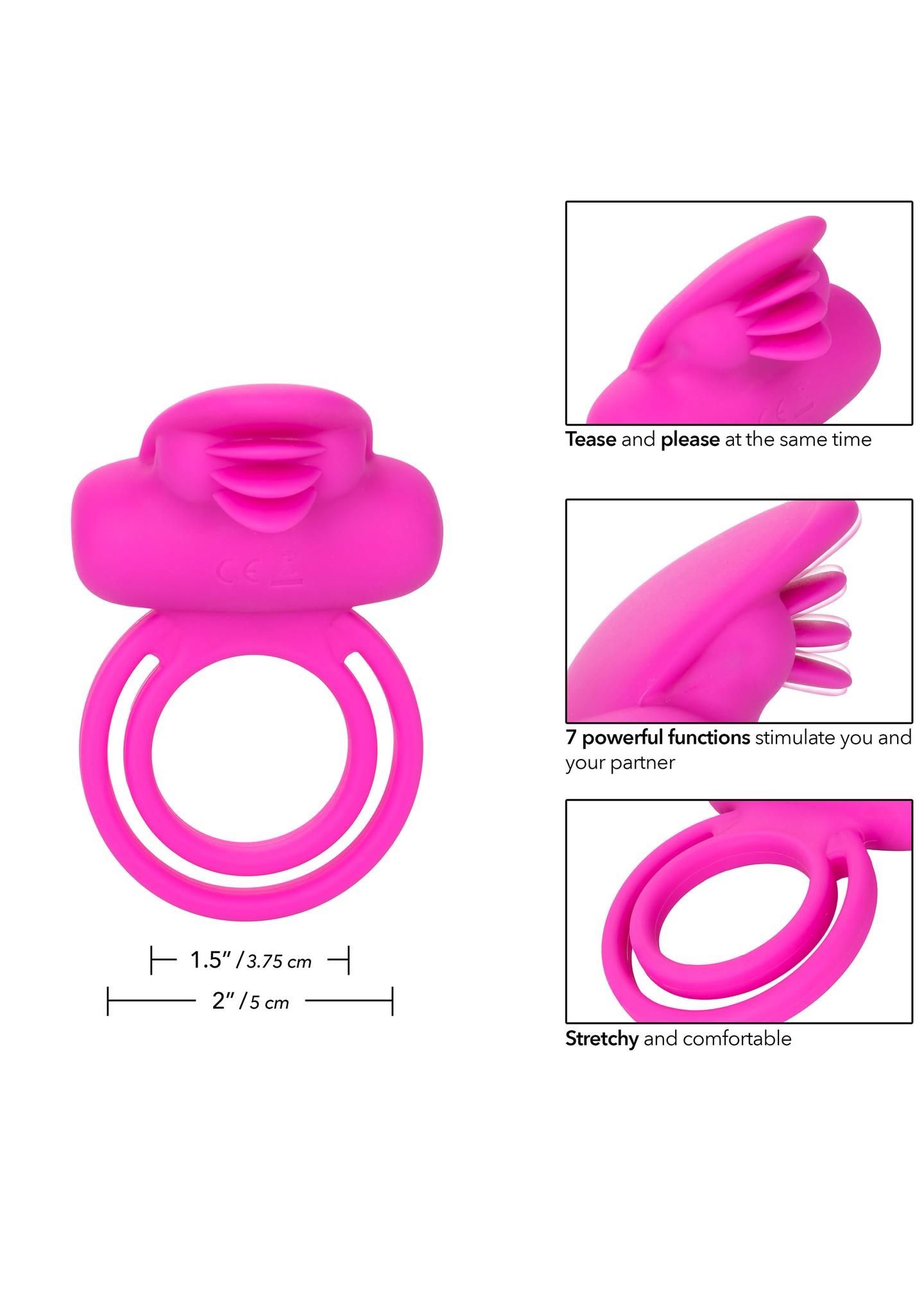 Виброкольцо CalExotics Dual Clit Flicker Enhancer, 6х3.7 см (розовый)