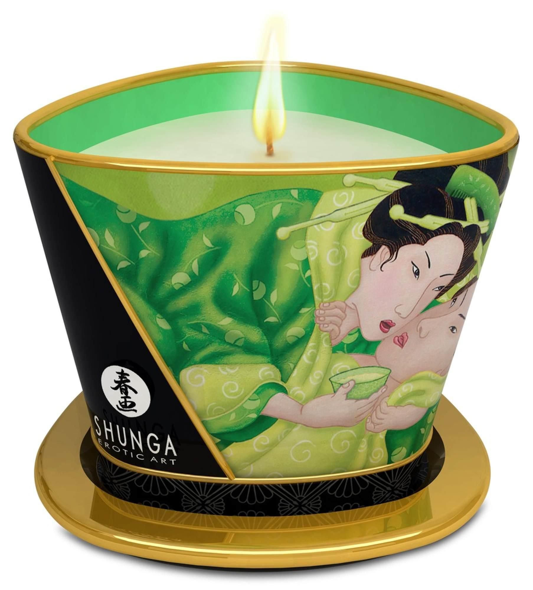 Масажна свічка Shunga Massage Candle зелений чай, 170 мл
