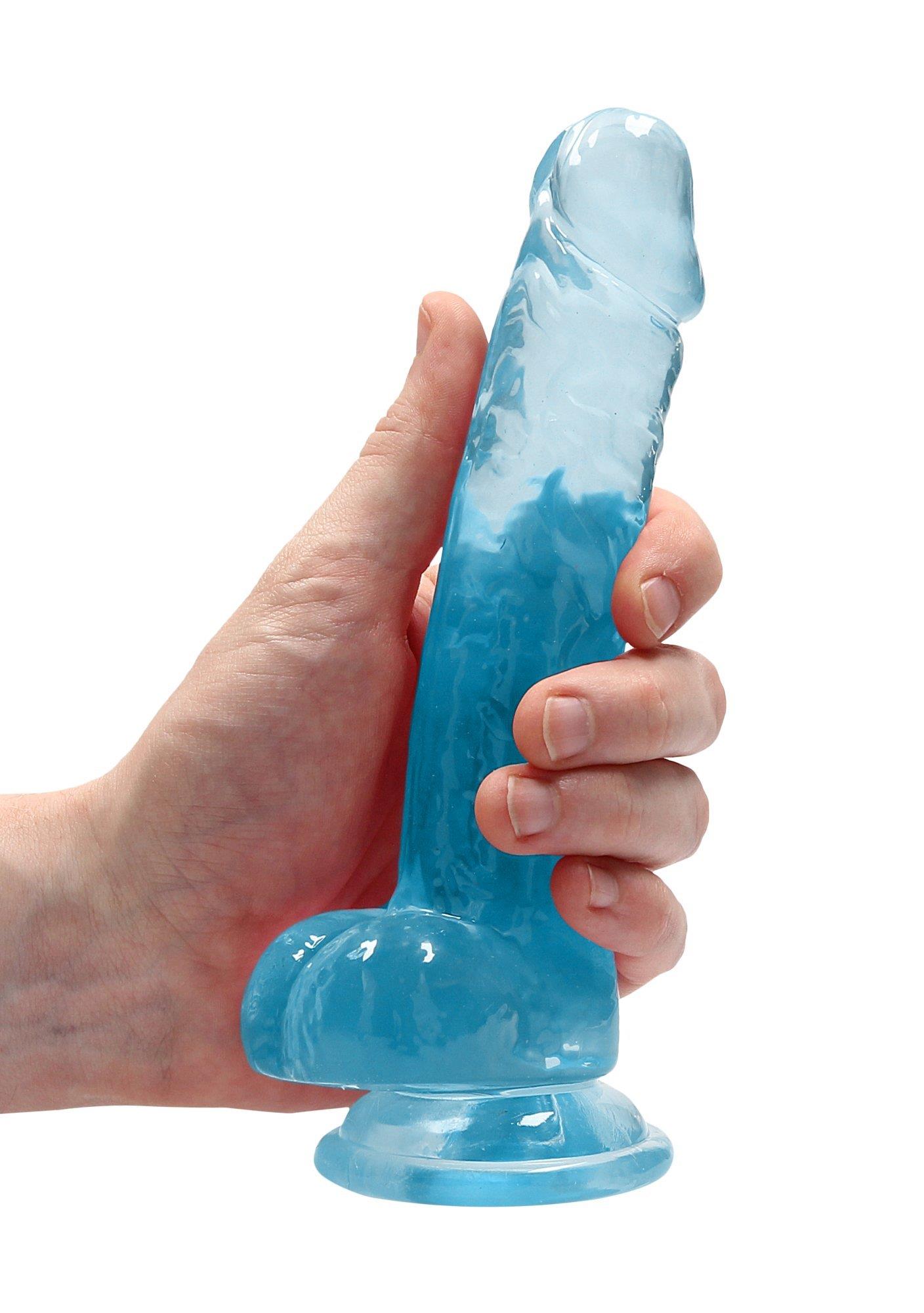 Фаллоимитатор RealRock Crystal Clear 7”, 19 см (голубой)
