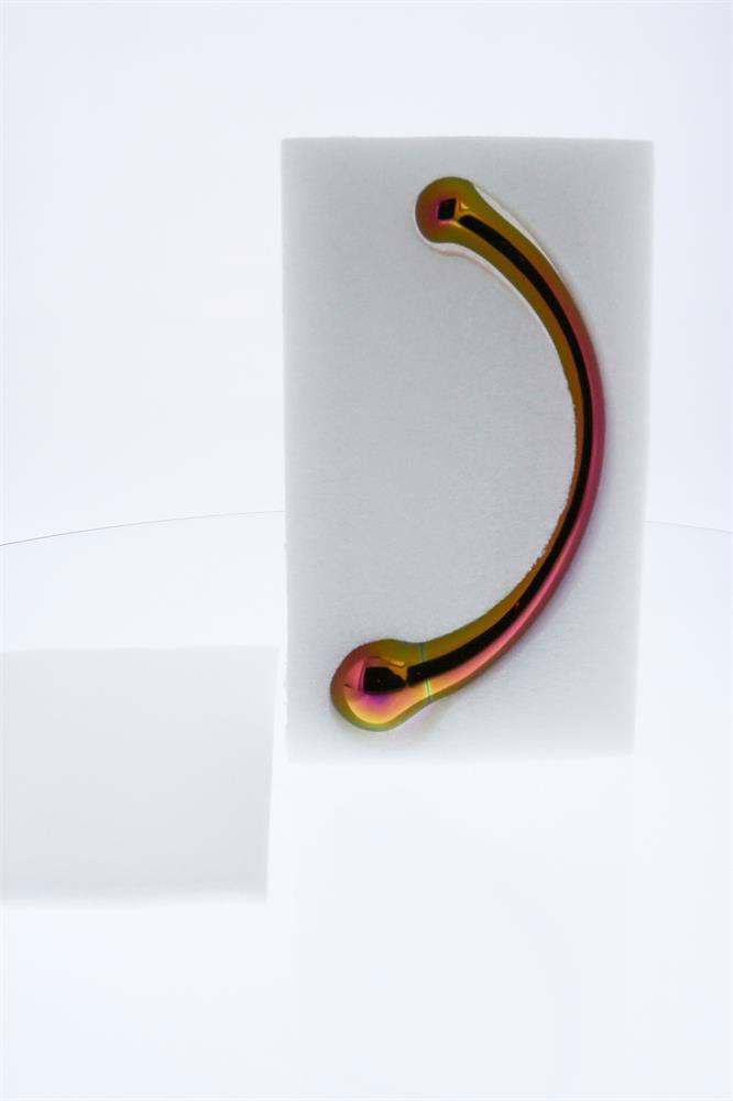 Двухсторонний фаллоимитатор Glamour Glass Curved Big Wand, 21 см (мульти)