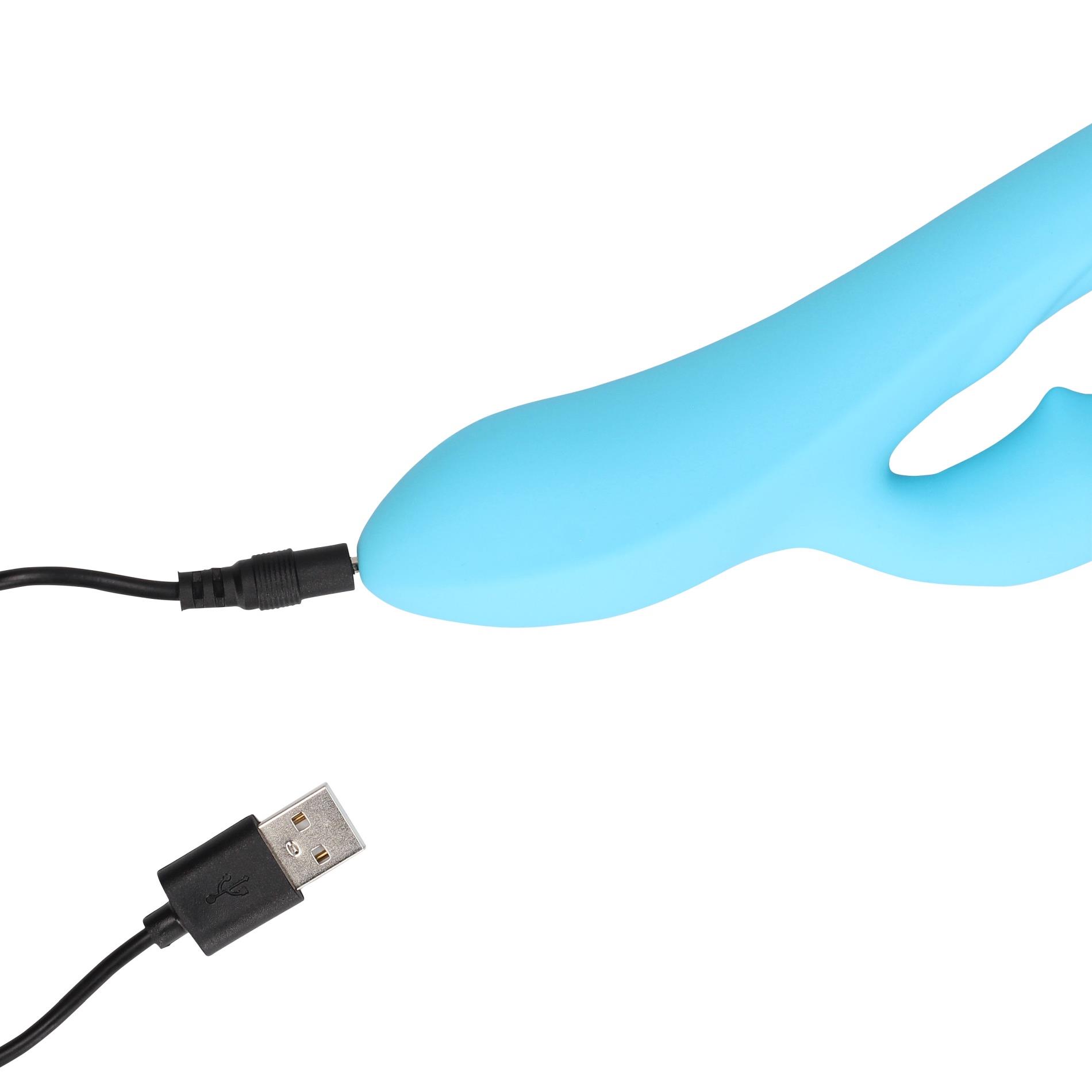 Вібратор-кролик Loveline Ribbed Ultra Soft Silicone, 21 см (блакитний)