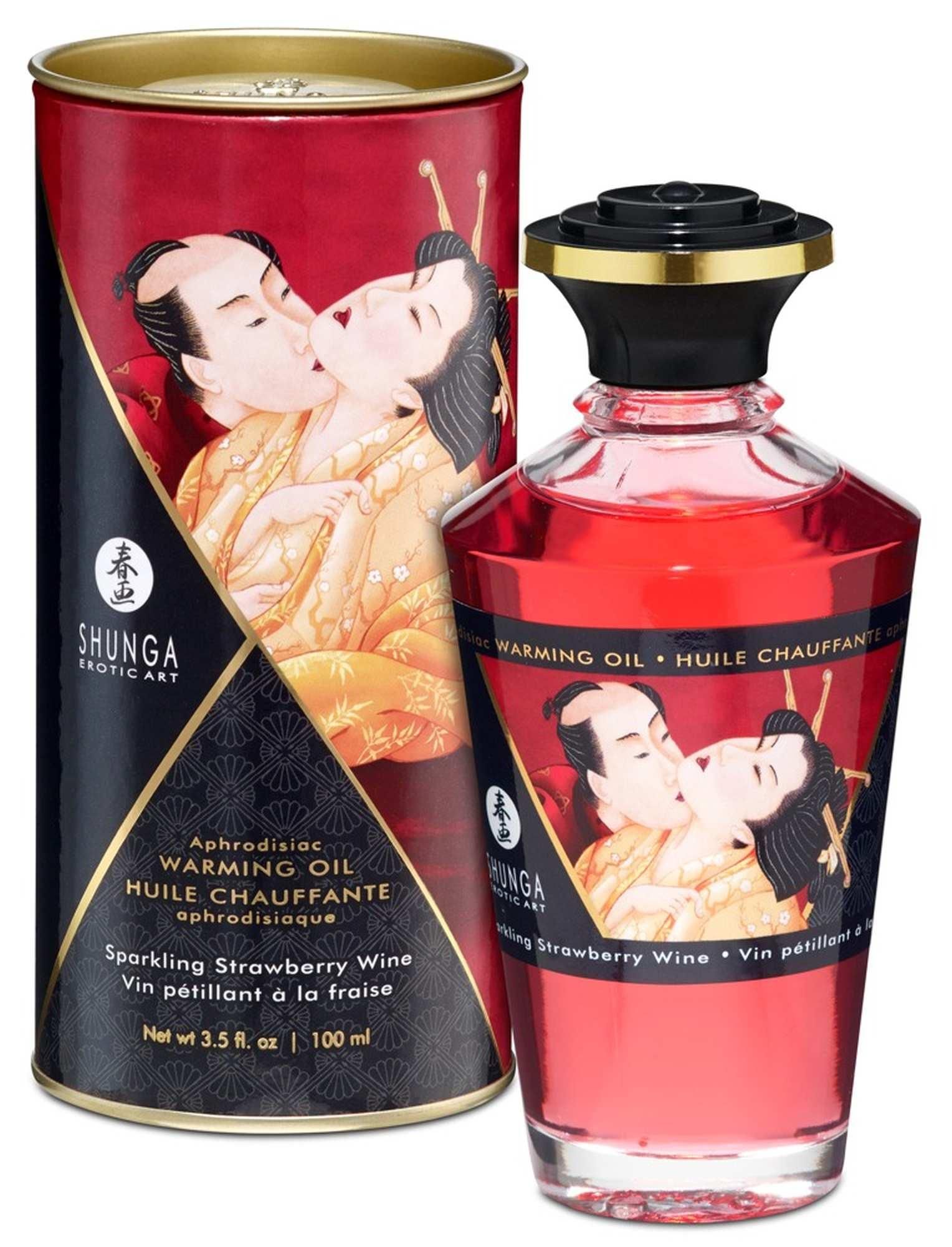 Зігріваюча масажна олія Shunga Aphrodisiac Warming Oil з ароматом полуниці та шампанського, 100 мл