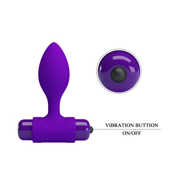 Анальна пробка Pretty Love Vibra Butt Plug, 8,6 см (фіолетовий)