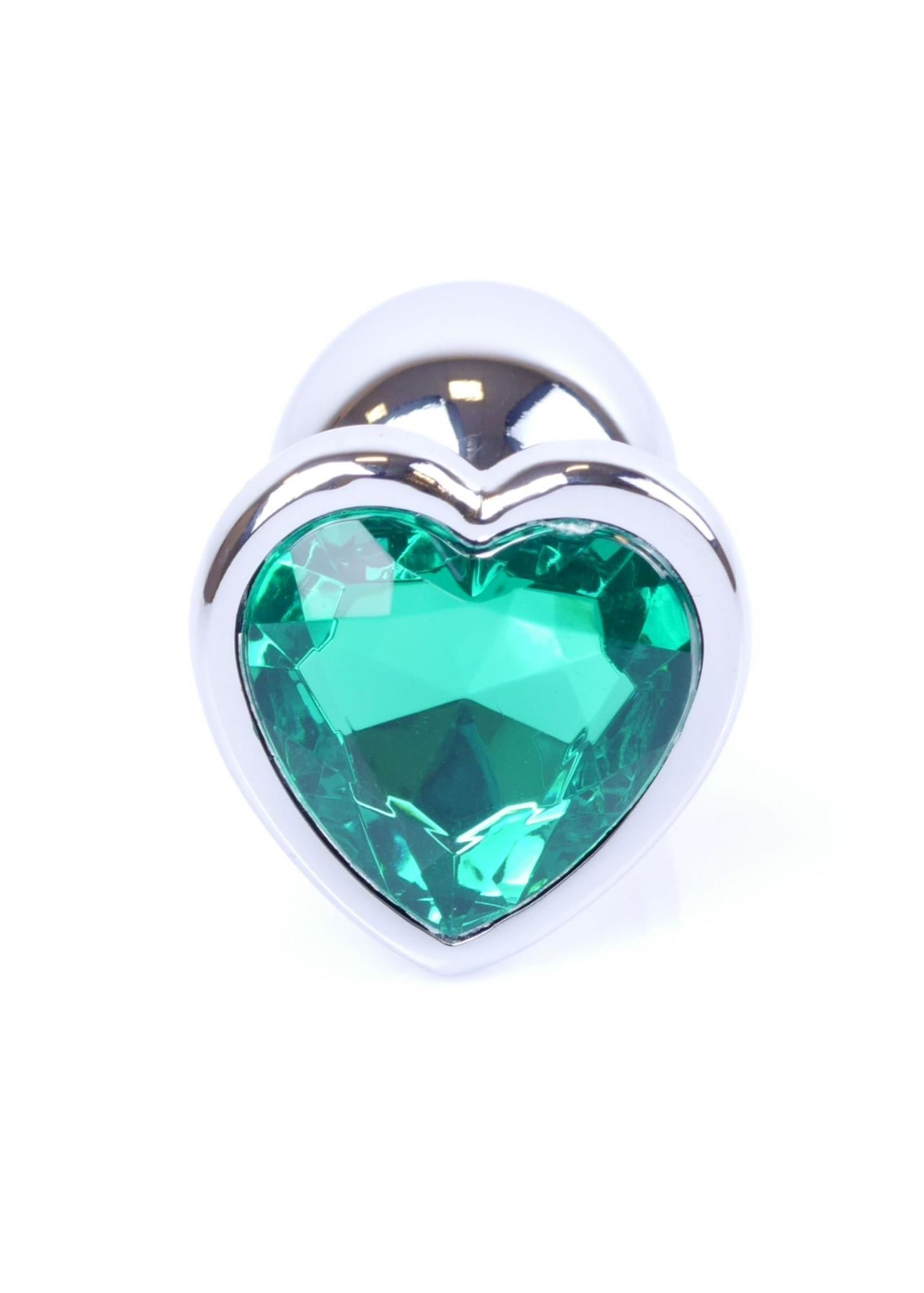 Korek analny B - Series HeavyFun Jewellery Silver Heart, 7 cm (zielony)