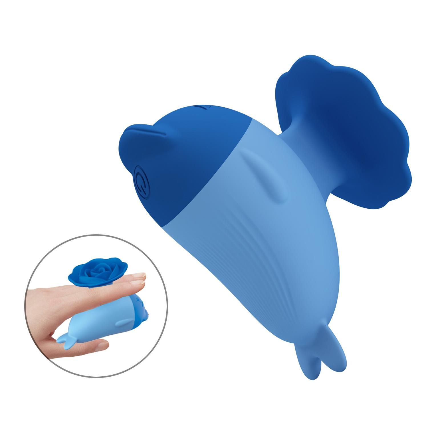 Вибратор для клитора Pretty Love Dolphin, 6.4 см (голубой)