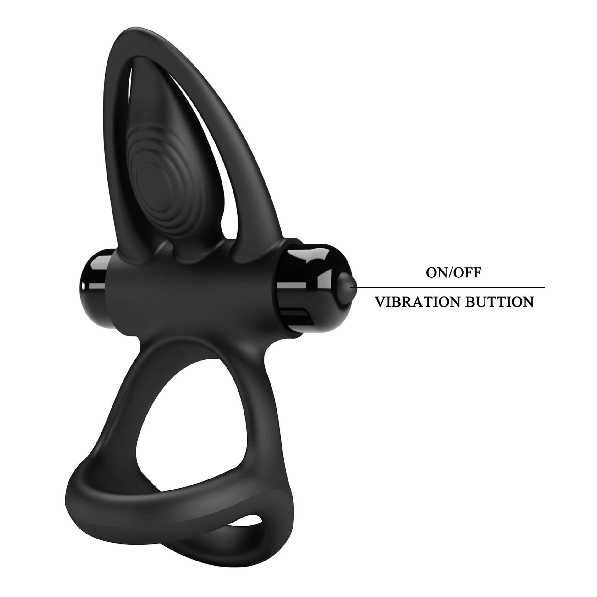 Эрекционное кольцо Pretty Love Vibration Cock Ring, 9,9 см (черный)