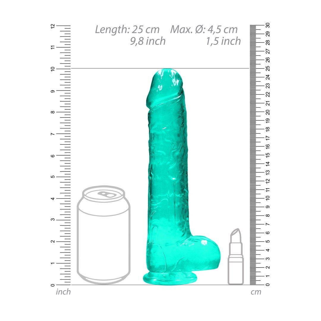 Dildo RealRock Crystal Clear 9", 25 cm (zielony)