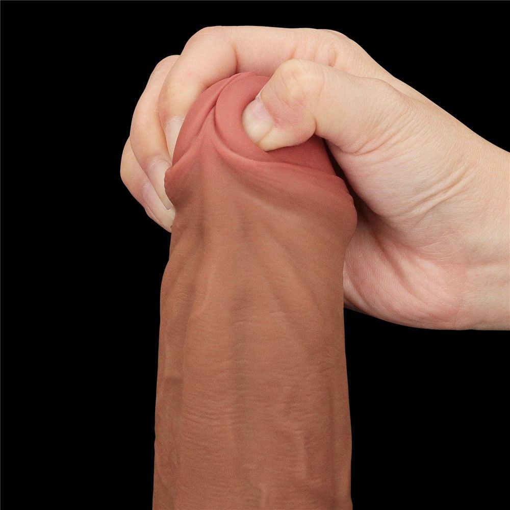 Dildo LoveToy Sliding-Skin Dual Layer Dong, 29 cm (brązowy)