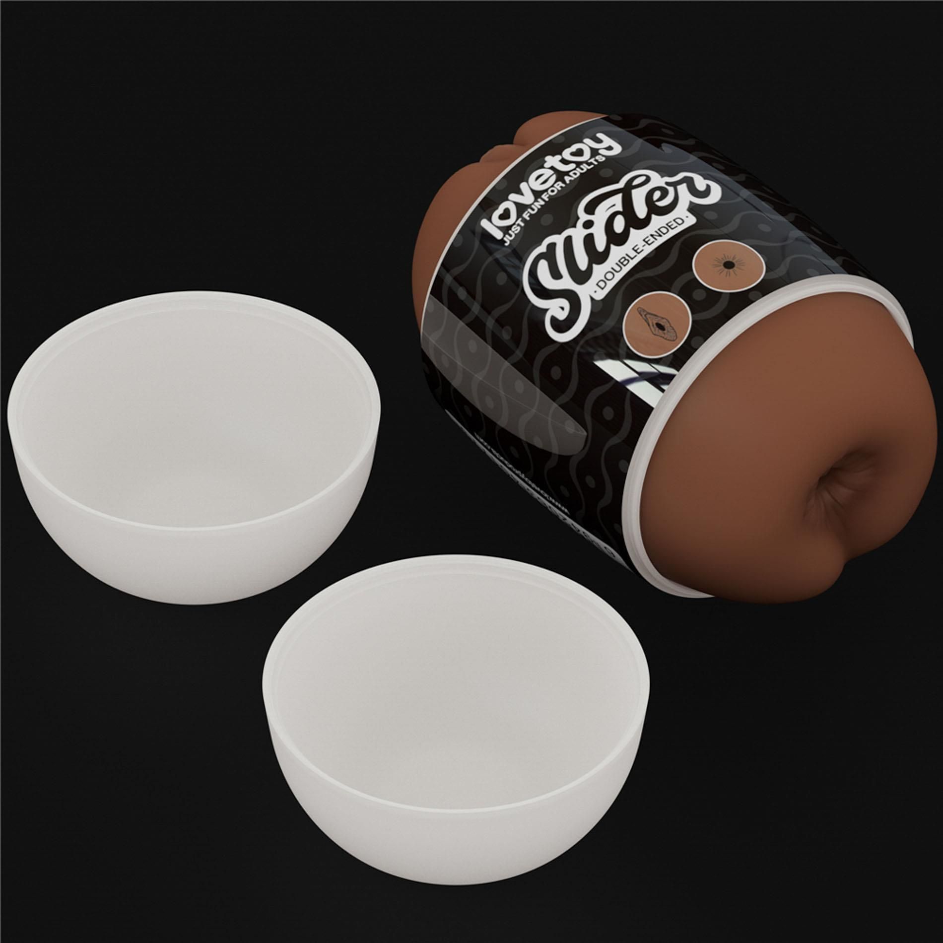 Masturbator podwójny Lovetoy Slider Double-Ended Vagina and Anus (brązowy)