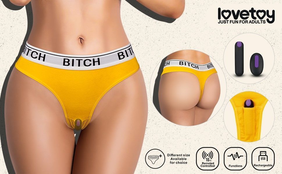Трусики Lovetoy Ingen Bitch Vibrating Panties, XL (желтый)