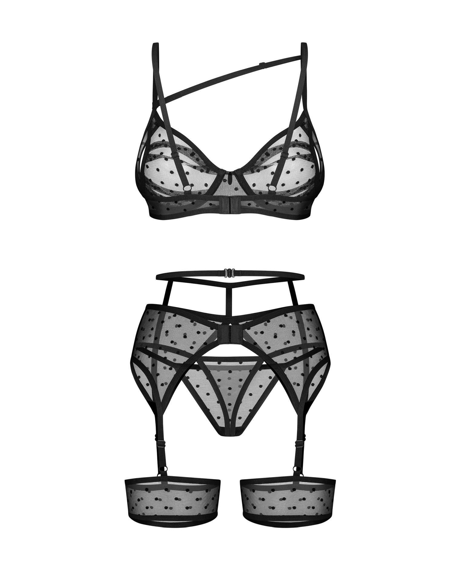 Комплект белья Obsessive Nuites, S/M (черный)
