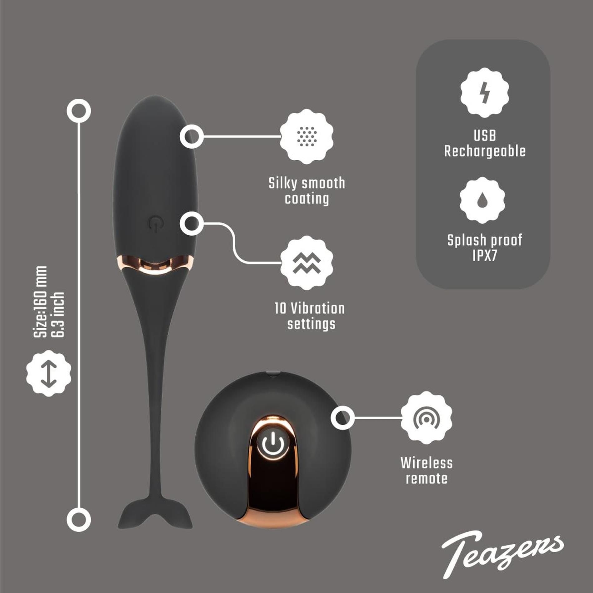 Wibrujące jajeczko Teazers Luxurious Vibrating Egg, 16 cm (czarny)