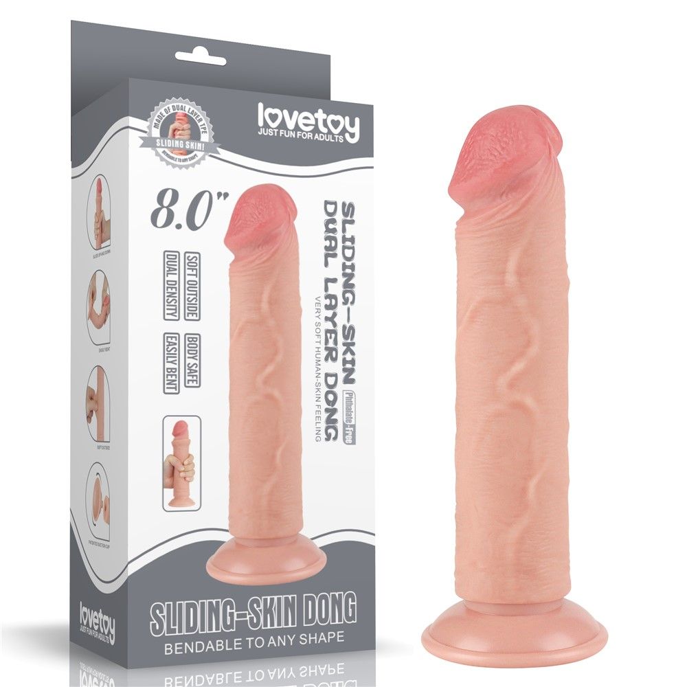 Фаллоимитатор Lovetoy Sliding Skin Dual Layer Dong 8", 20 см (телесный)