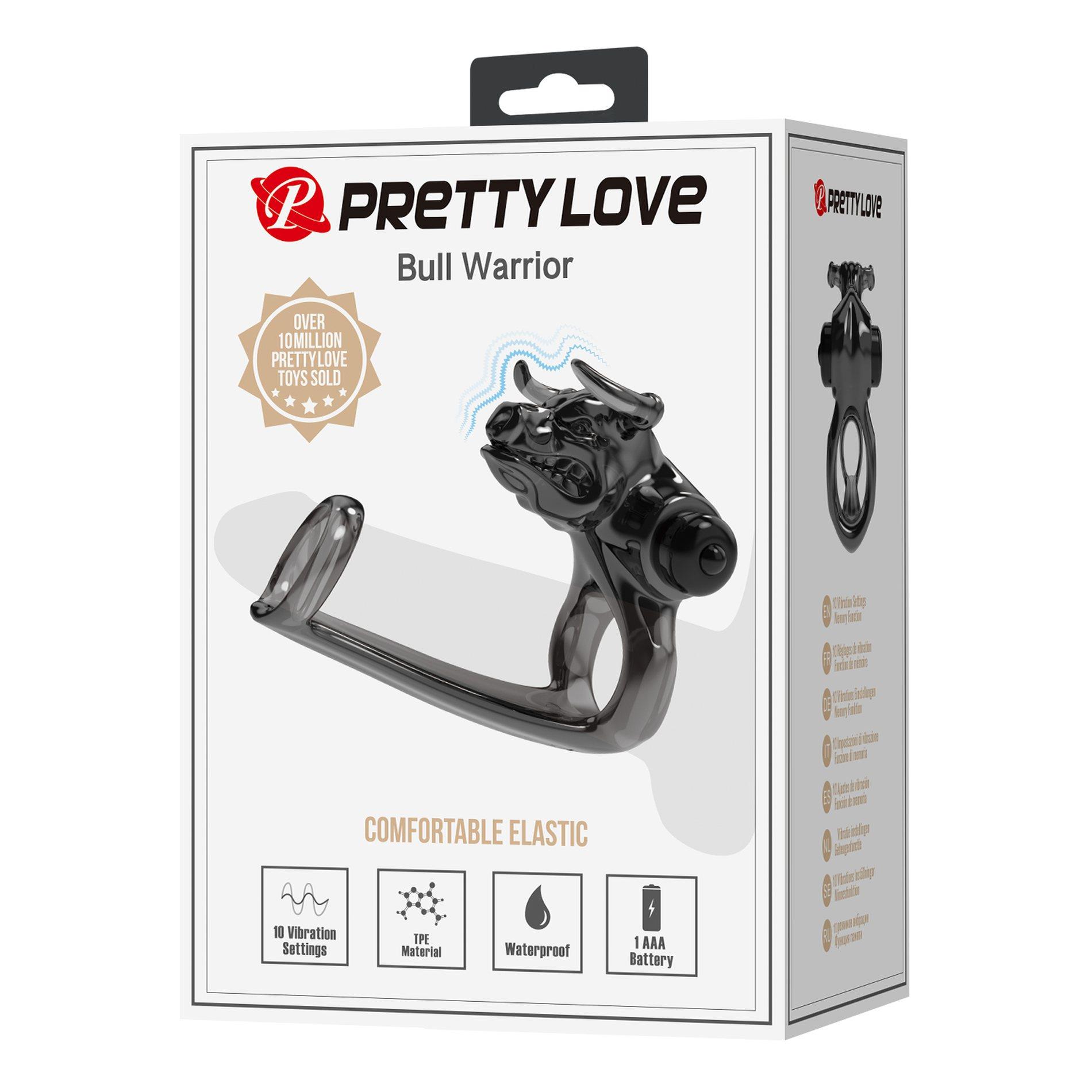Насадка на пенис с вибрацией Pretty Love Bull Warrior, 10.2 см (черный)