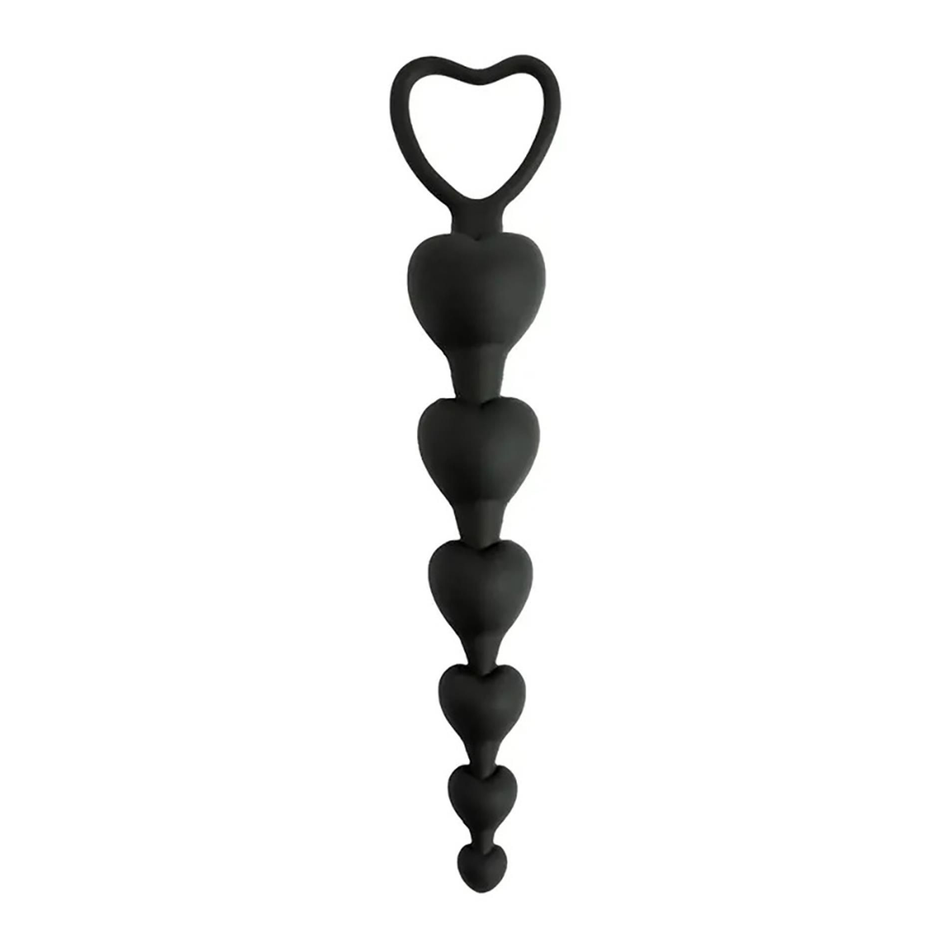 Анальная цепочка Fantasy Anal Beads Heart, 18 см (черный)