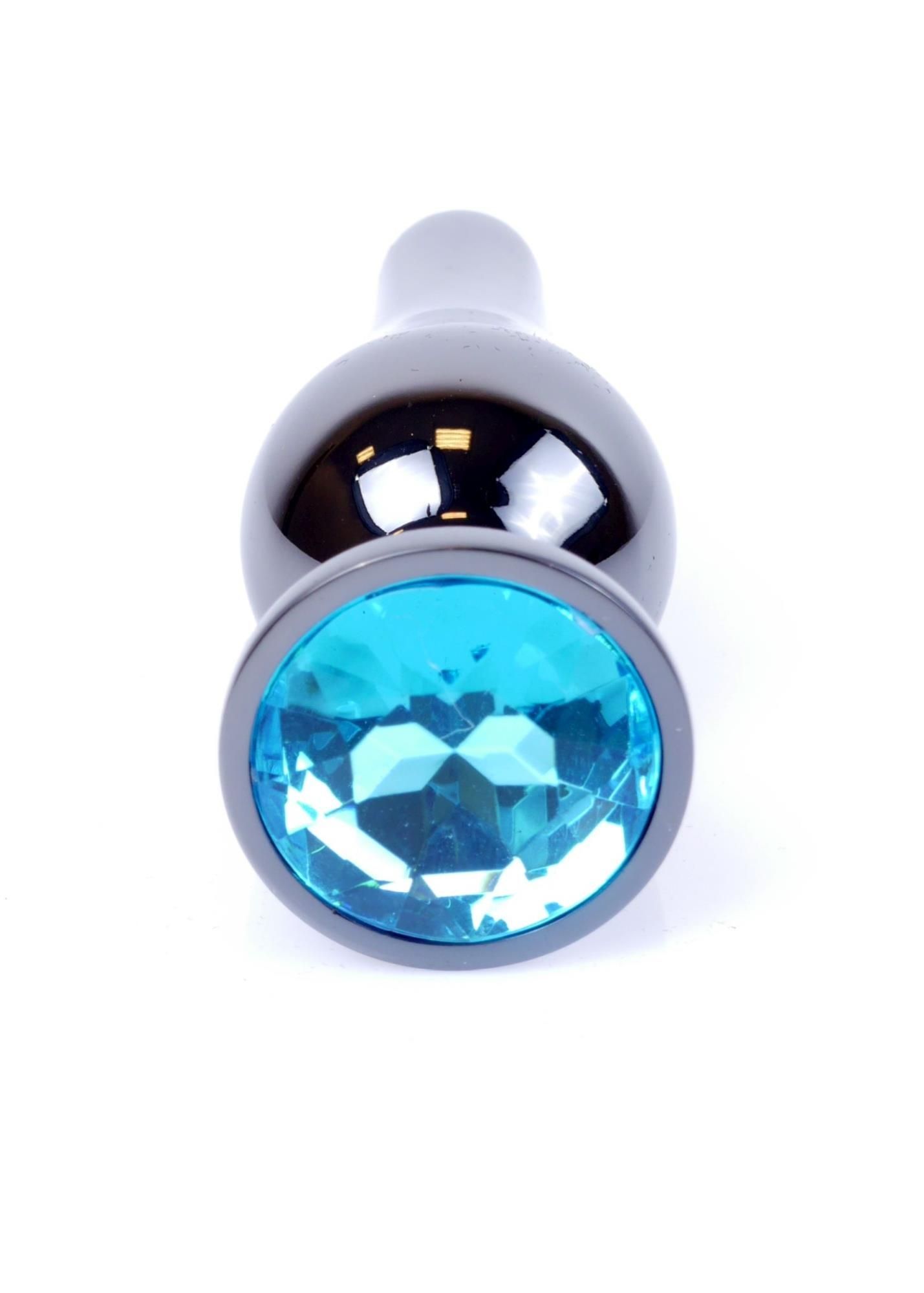 MyLove Jewellery Dark Silver Butt Plug - Korek analny, Niebieski, 9.5 cm