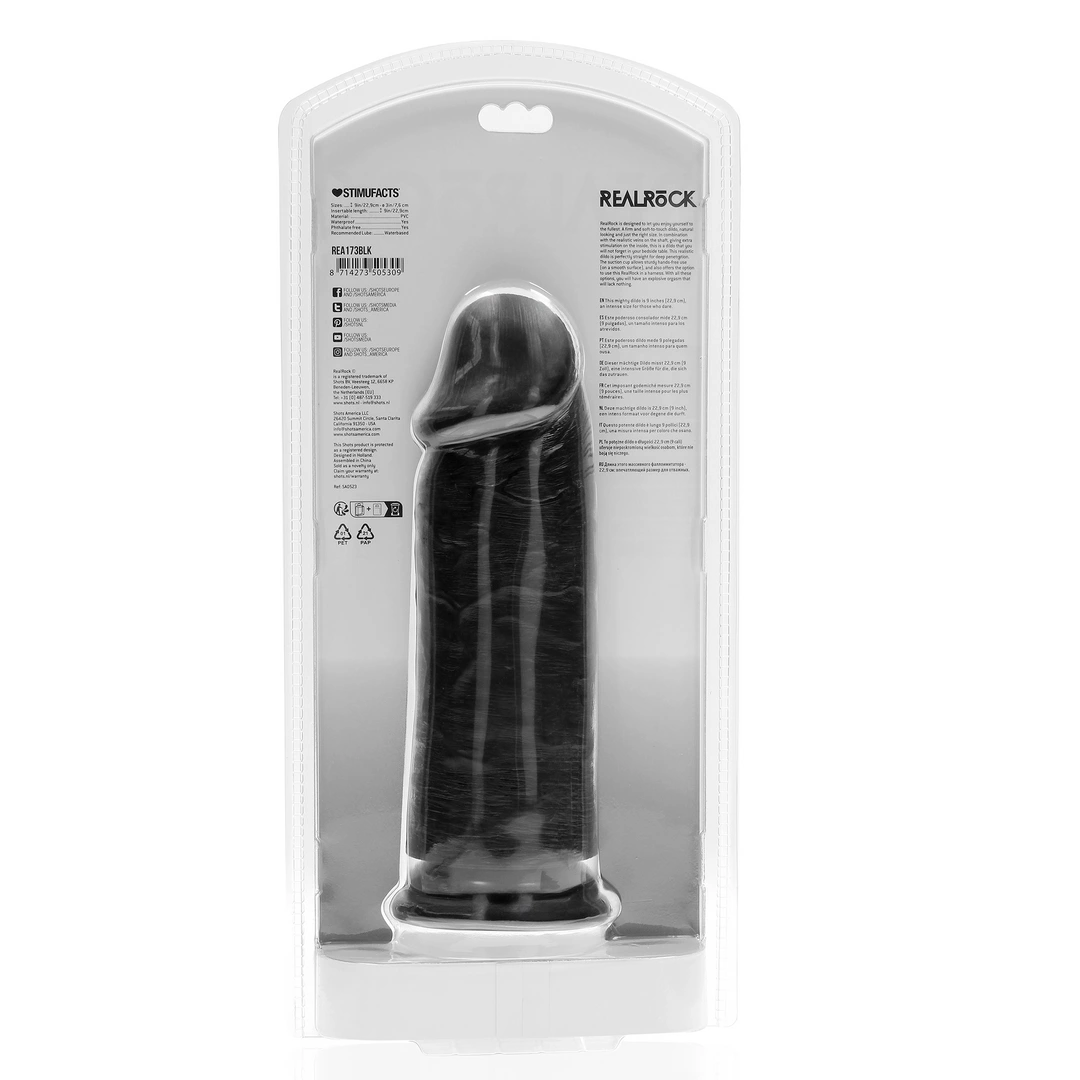 Фаллоимитатор RealRock Extra Thick No Balls 9", 23 см (черный)