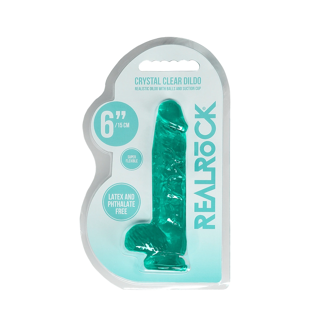 Фаллоимитатор RealRock Crystal Clear 6”, 17 см (зеленый)