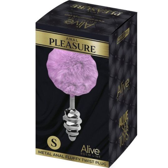 Korek analny Alive Metal Anal Fluffy Twist Plug S,  7 cm (fioletowy)